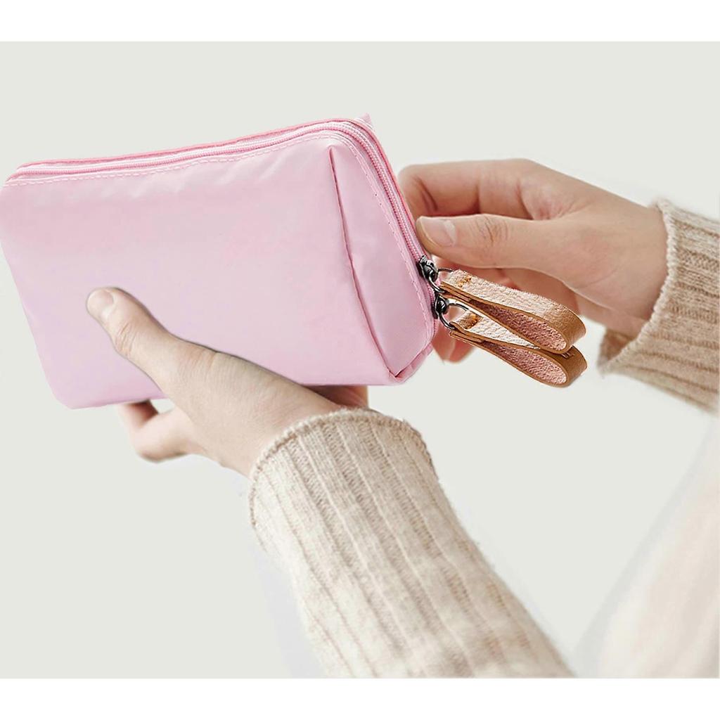Small Makeup Bag for Purse, Makeup Bag Small Cosmetic Bag Mini Portable Handbag for Women and Girls (Pink)