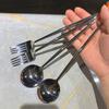Stainless Steel Big Head Round Spoon Net Red Golden Dinner Long Handle Stirring