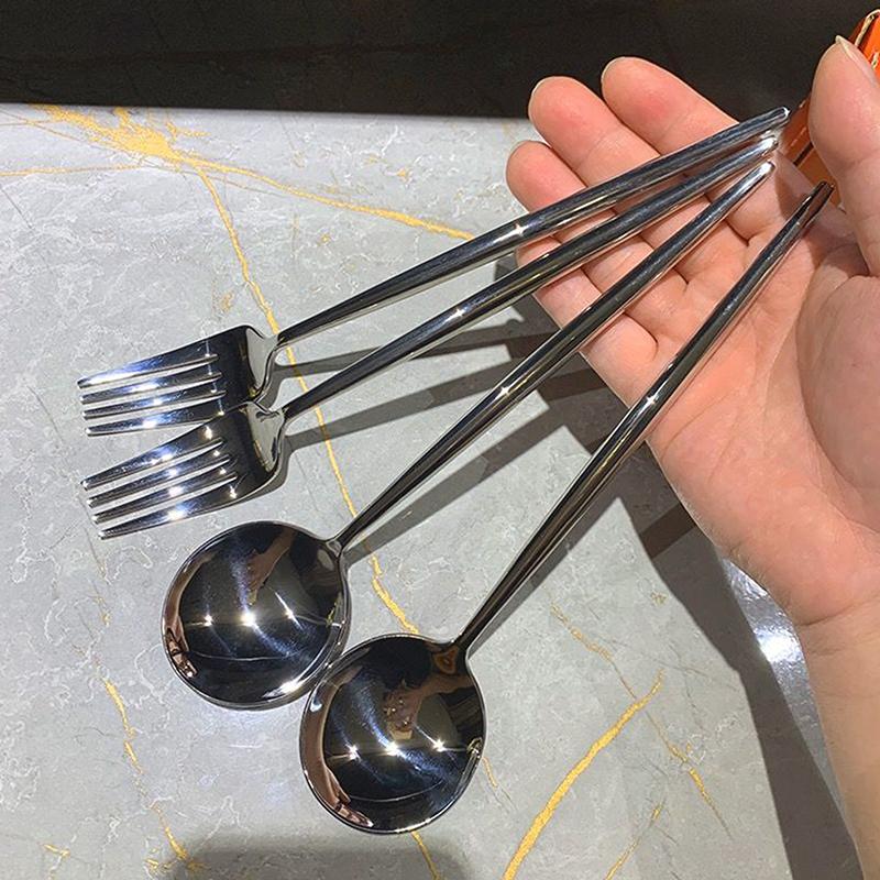 Stainless Steel Big Head Round Spoon Net Red Golden Dinner Long Handle Stirring