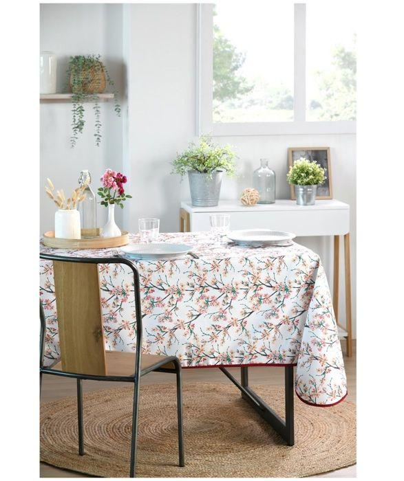 Nappe Rectangle - Doux Cerisier - 140 X 240 Cm - Polyester - Motif Floral