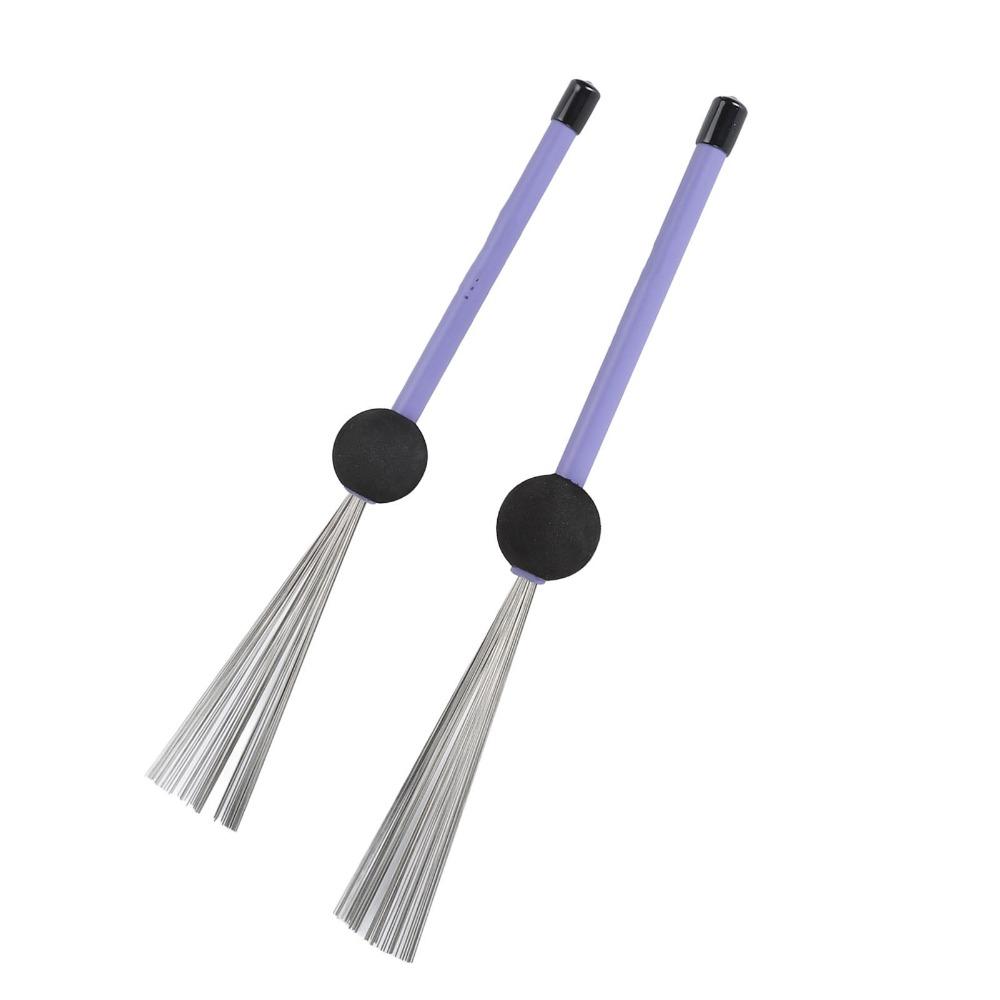 2PCS Purple Color Retractable Drum Brushes Drumstick Brushes For Percussion Instruments