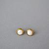 French Minimalist Gold-Plated Mother-of-Pearl Stud Earrings with 925 Silver Needle