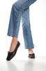 Women's Flat Shoes Black Genuine Leather Ballerina Flats with Bow Detail Casual Shoes
