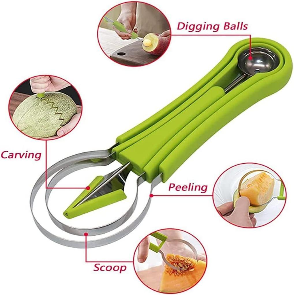 3 In 1 Fruit Carving Knife Cutter Watermelon Slicer Cutter Scoop Kitchen Vegetable Tools Fruit Platter Fruit Dig Pulp Separator