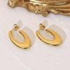 Exquisite Stainless Steel U Shape Hoop Earrings for Women 18K Gold Plated Waterproof Glossy Metal Hammered Earrings Punk Jewelry