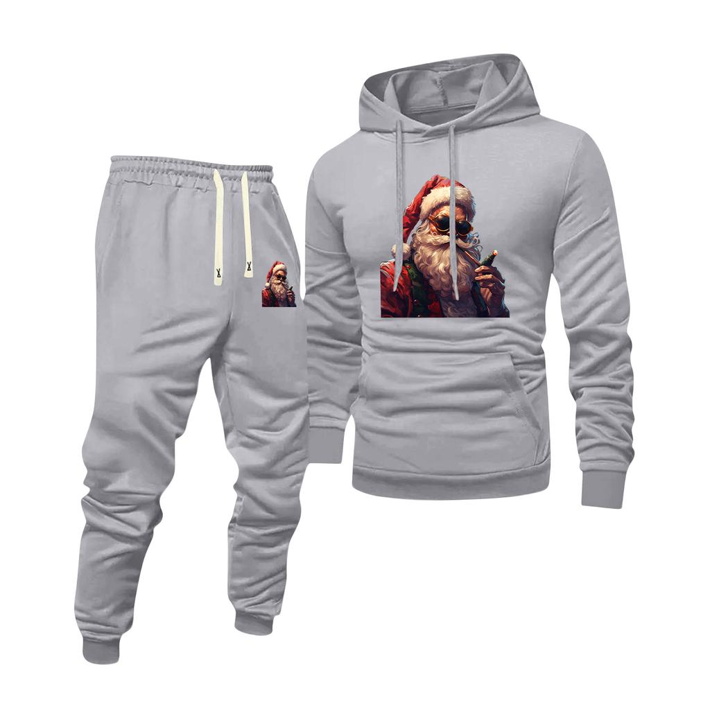 Herren Bedrucktes Kapuzensweatshirt und Sweatpants Lässiger Sportanzug