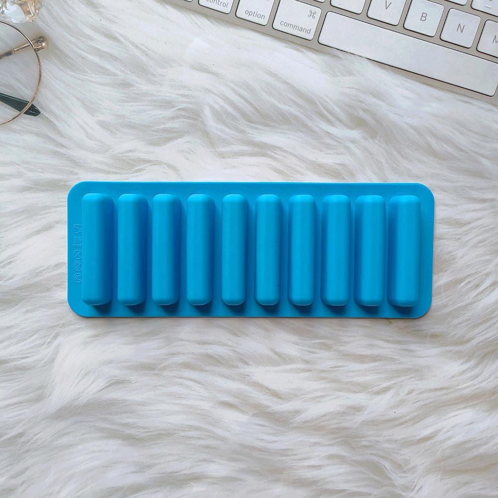 10 Grids Long Strip Shape Silicone Ice Cube Mould Non-Stick Stick Shape Ice Tray DIY Biscuit Baking Mould Jelly Chocolate Mold