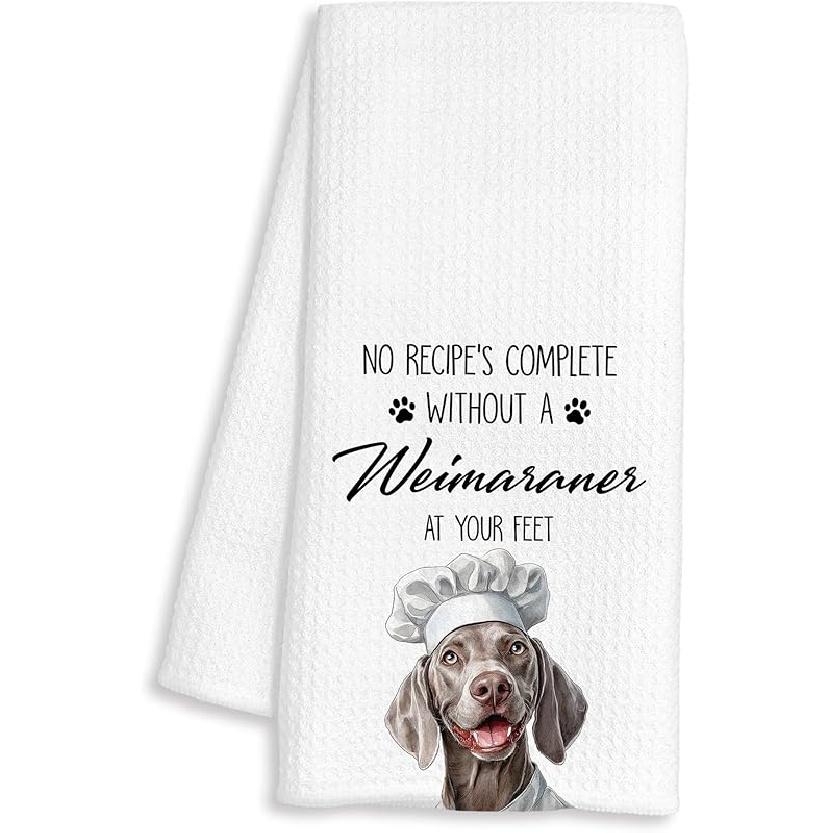 Weimaraner Gifts Kitchen Towels Decorative, Weimaraner Dog Dish Tea Towels for Kitchen Drying, Weimaraner Dog Mom Lovers Gifts Hand Towels, 16x24 Weimaraner Recipes