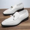 New Men's Tassels Knit Pattern Leather Casual Shoes Luxury Designer Male Formal Wedding Dress Loafers Homecoming Footwear