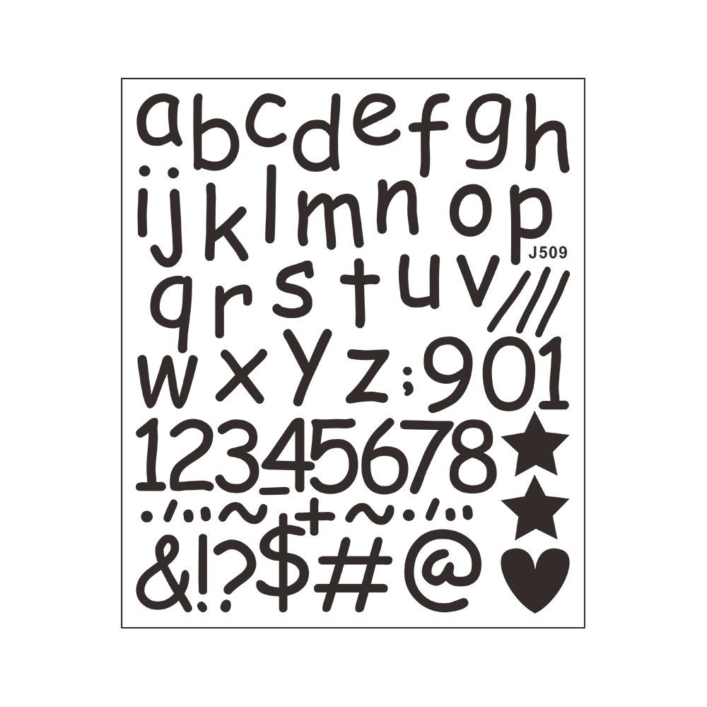 Bemalte englische Buchstaben, Zahlen und Symbole Herz-Kombination Heimverschönerungs- und Dekorationsaufkleber