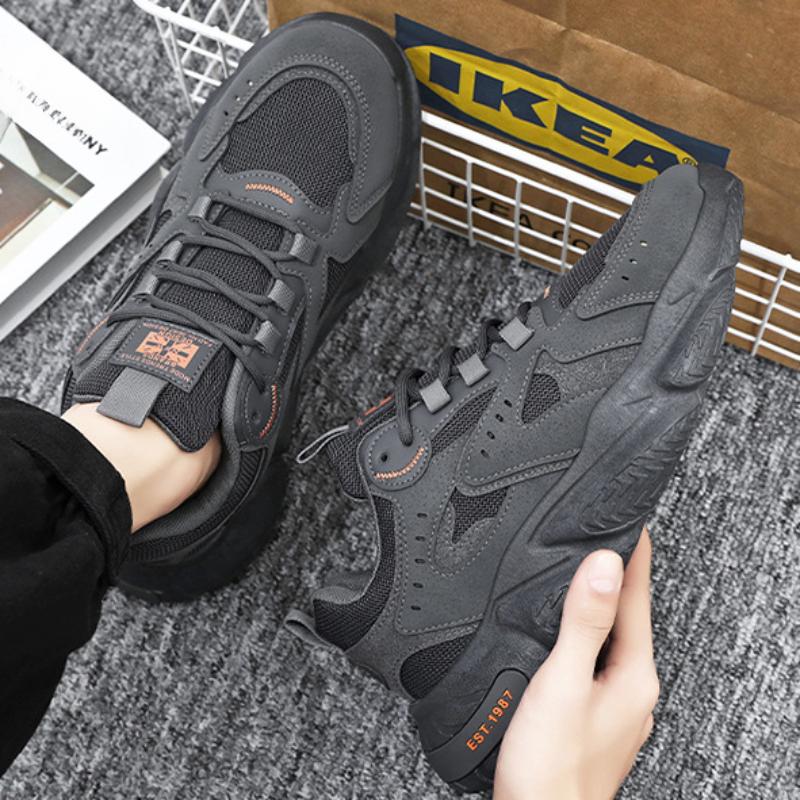 Modne męskie trampki oddychające sznurowane buty codzienne dla mężczyzn Modne grube podeszwy wygodne tenisówki męskie miękkie buty do biegania tenis