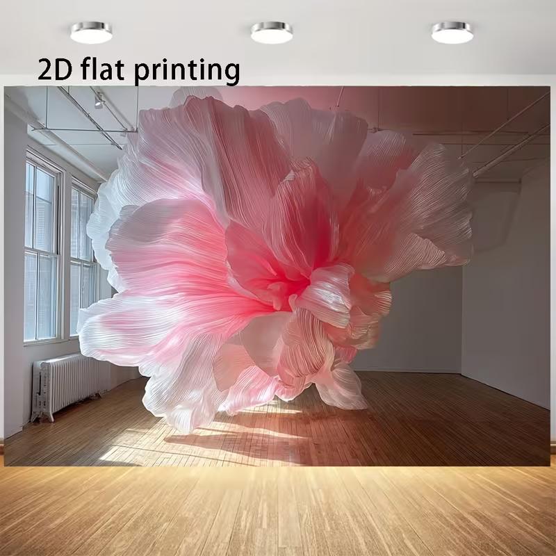 

2D Elegant Giant Flower Photography Backdrop, Gradient Pink Petal Floral Art Installation Background Cloth 47.2x31.5inch/120*80cm