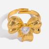 Design sense sweet romantic love white zircon bow ring jewelry