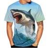 3D Printed Ferocious Shark T Shirt For Men Ocean Animal Pattern T-Shirts Summer Fashion Round Neck Loose Tops Short Sleeve Tees