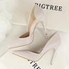 Bigtree Moda Semplice Club Notturno Spettacolo Scarpe Sottili da Donna Tacco Sottile Tacco Super Alto Bocca Bassa Appuntite Vuote Scarpe Singole
