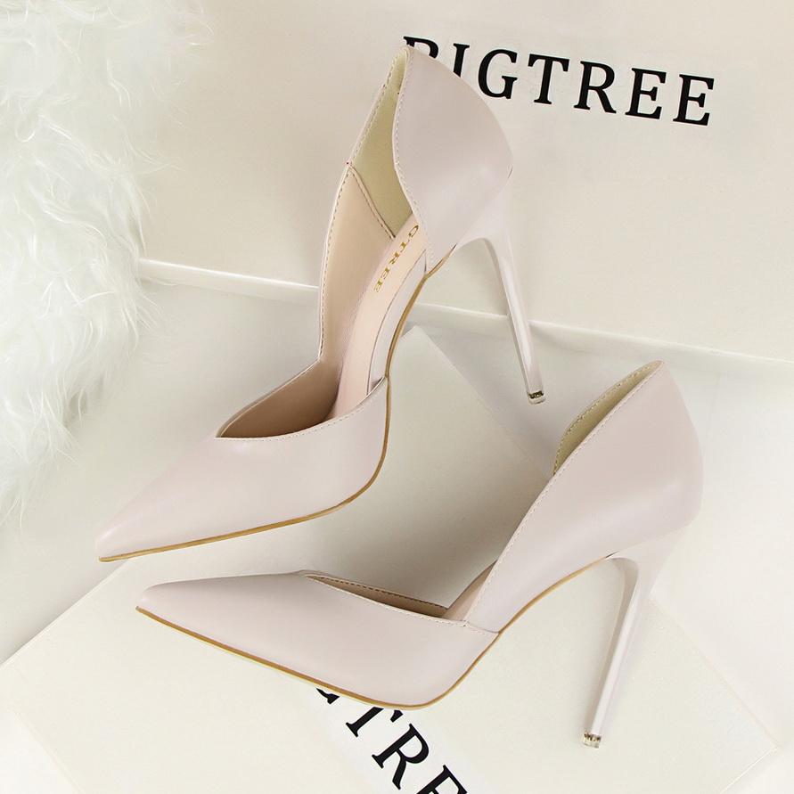 Bigtree Moda Semplice Club Notturno Spettacolo Scarpe Sottili da Donna Tacco Sottile Tacco Super Alto Bocca Bassa Appuntite Vuote Scarpe Singole