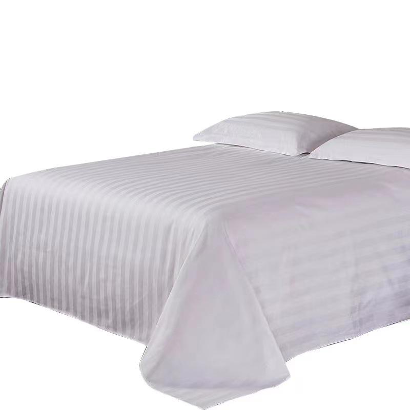 White Satin Stripe Duvet Cover and Pillowcase Set for Hotel or Guesthouse Bedding