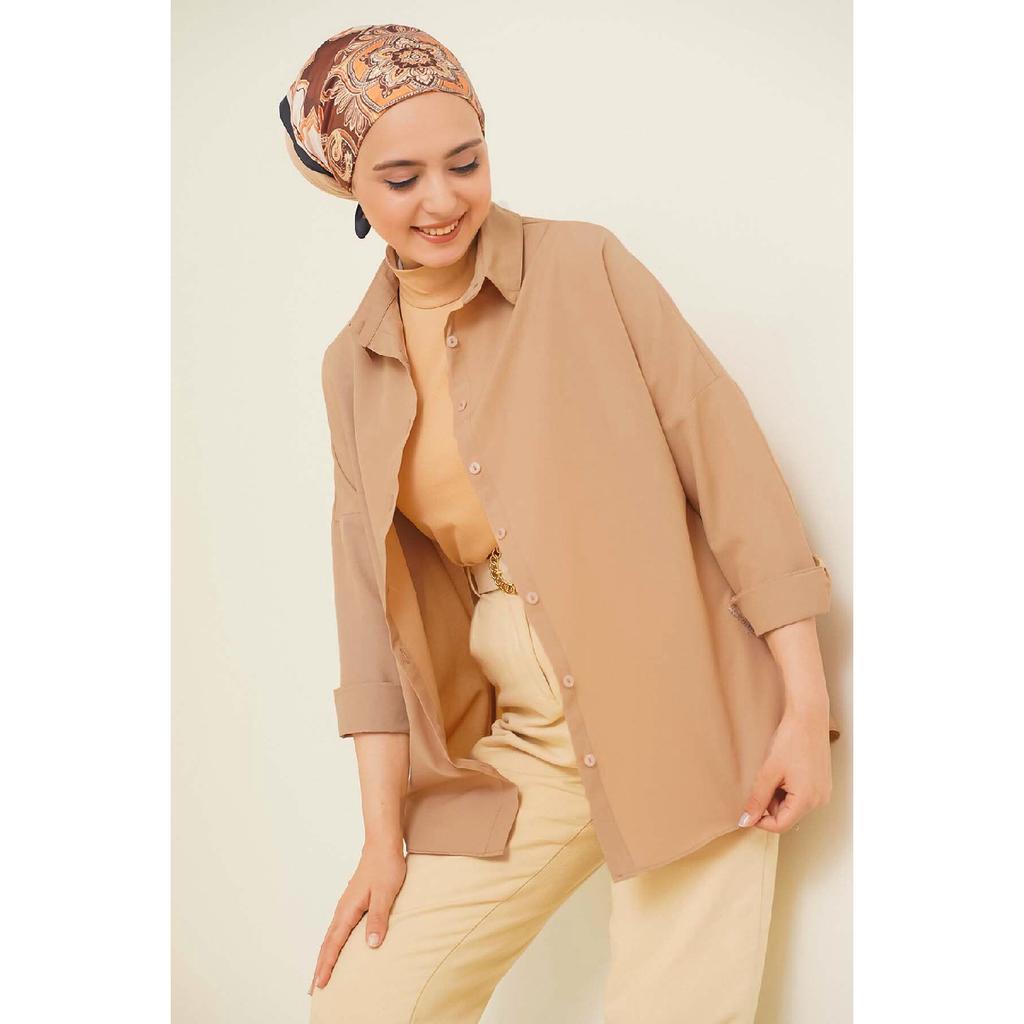 103901 Übergroßes Basic Hijab-Shirt - Creme