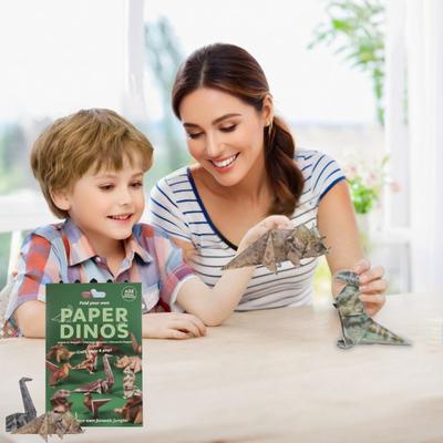 DIY Origami Animal Kit Cute Paper Kitten Origami Set 3D Dog Cat Dinosaur Paper Craft Kit for Teens Adults Stress-Relief Desktop Decoration