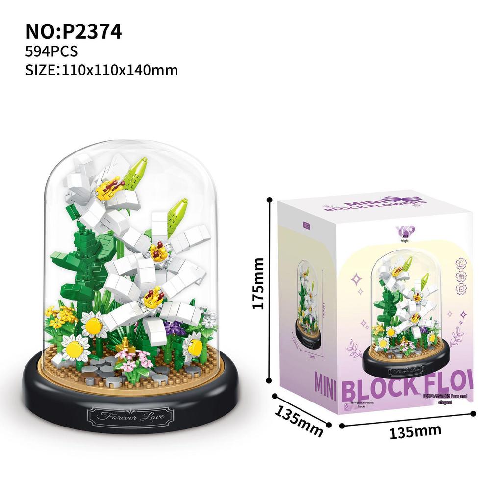 Ewiger Rosenstrauß Bausteine - Kompatibel mit Lego, Perfektes Geburtstagsgeschenk für Mädchen