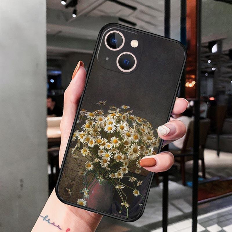 

Чехол для мобильного телефона Apple Iphone15, роскошный ретро-чехол для мобильного телефона с изображением розовых листьев, рисунок волос, защита от падения Huawei Three iPhone 16