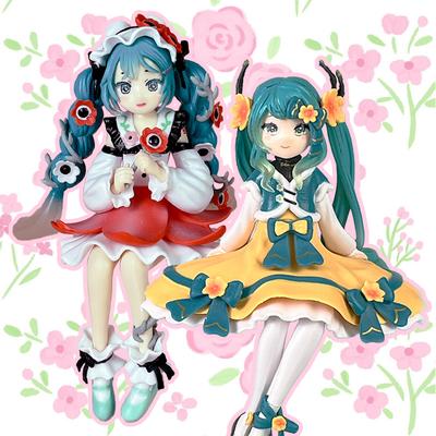 14 cm große Hatsune Miku Anime-Figur in sitzender Position, Kawaii-Mädchen-Figur aus PVC, Sammlerstück, Modellspielzeug, Anemone