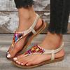 Sandals women's summer new beach shoes herringbone beaded flat sandals large size women's sandals