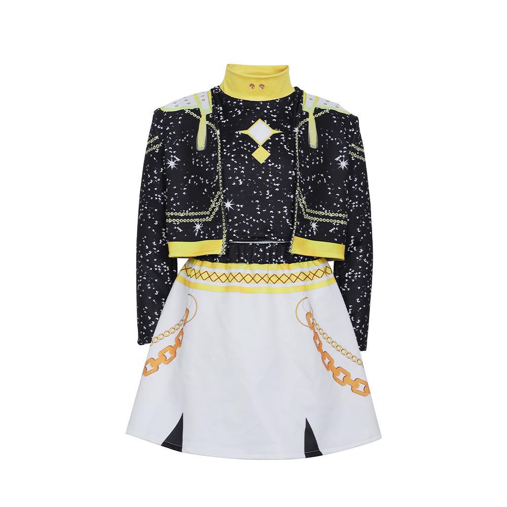 Tuta cosplay C1 K-POP cacciatrice di streghe cos suit stampa nera e oro per bambini alta qualità palco Halloween stella canzone suit