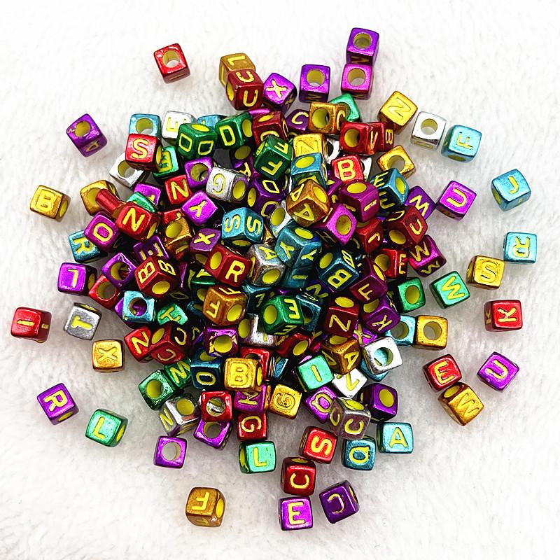 100pcs 7x4mm 6x6mm Mixed Alphabet Letter Beads Charms Beads for Making Jewelry Diy Handmade Bracelets Accessories