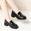 New Spring Autumn Leather Shoes British Style Love New Thick Heel Retro Single Shoes One-Part Women's Shoes Comfortable Fashion
