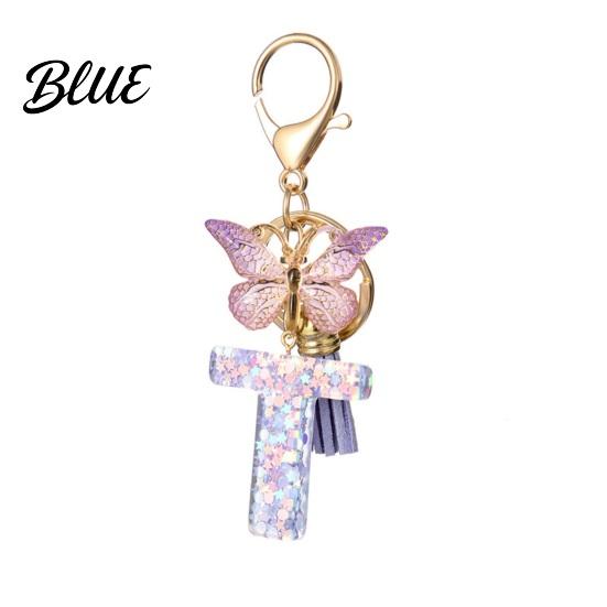 Comfortable To Carry Keychain Purple Series Pendant Sequins Star Initial Letter Charm Key