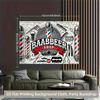 2D Classic Barbershop Pole Mustache Decor Background
