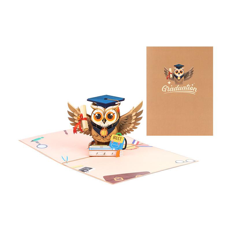Owl Graduation 3d Popup Card With Color Printing For Commencement Celebrations