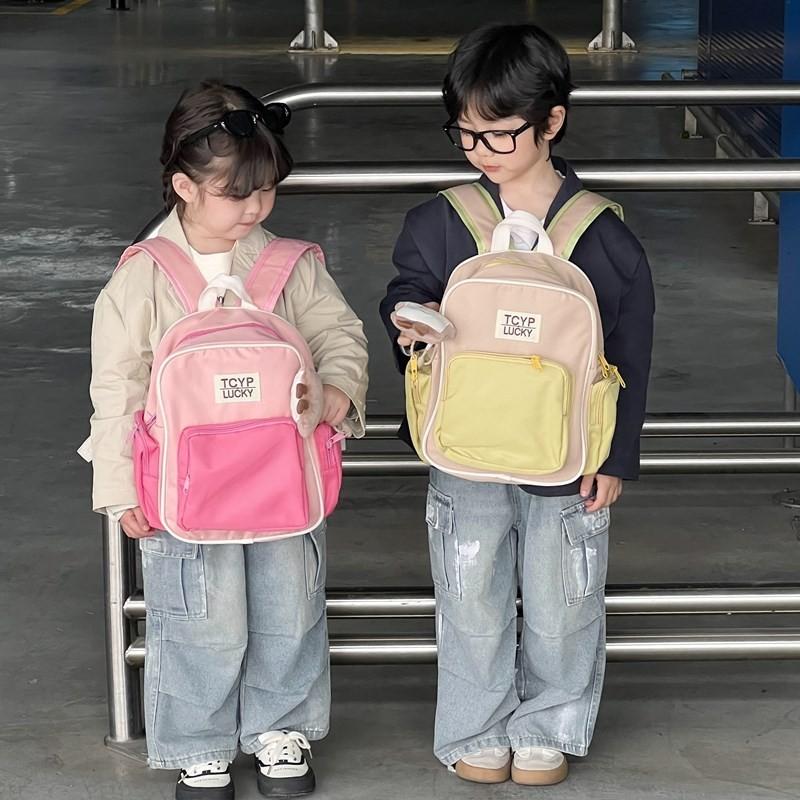 Trendy Dual Color Children's Backpack Stylish Oxford Fabric For Boys And Girls