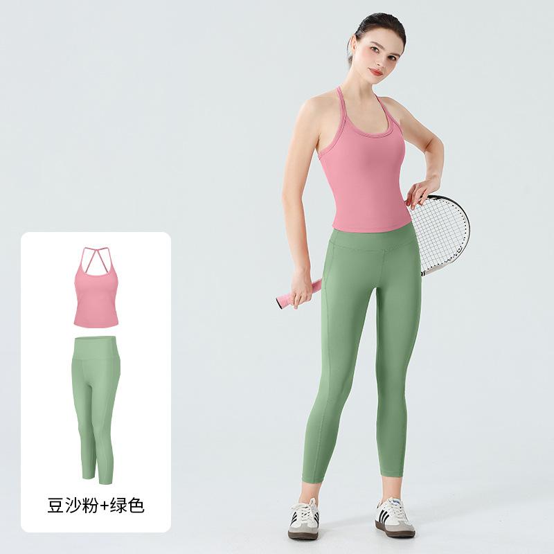 Cross-border Seamless Nude Yoga Fitness Set Women's Quick-drying Clothes, Small Tight Sports Underwear Set Two-piece Set