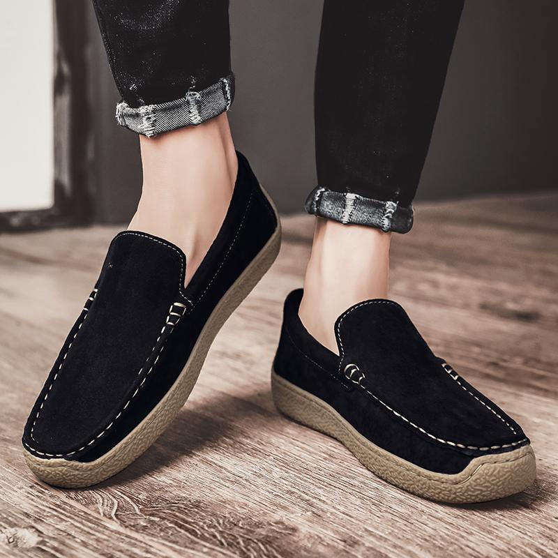Summer 2024 Men Driving Shoes Loose Leg Snail Shoes Social Youth Pigskin Shoes Men Casual Slip-on Low Top Shoes Quality Leather