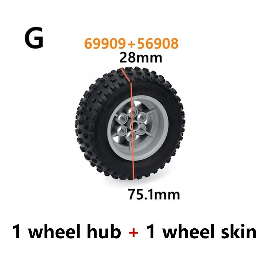 1Pcs Technical Tire & Wheel Hub Building Blocks Compatible with MOC Car Truck Parts
