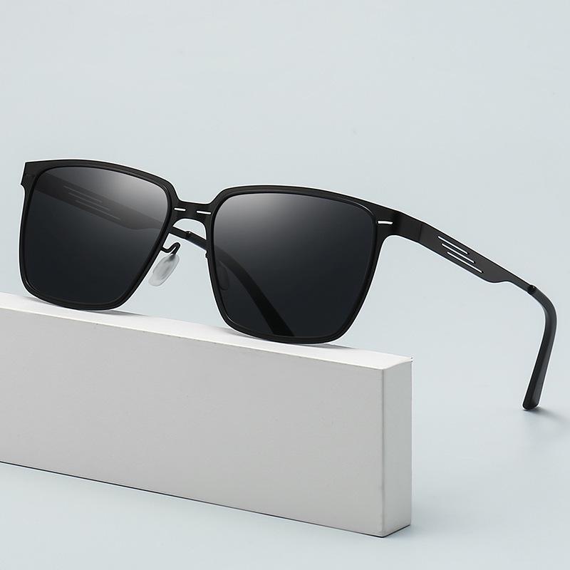 Men's Polarized Stainless Steel Square Sunglasses - Classic Retro Outdoor Driving, Fishing, and Cycling Glasses