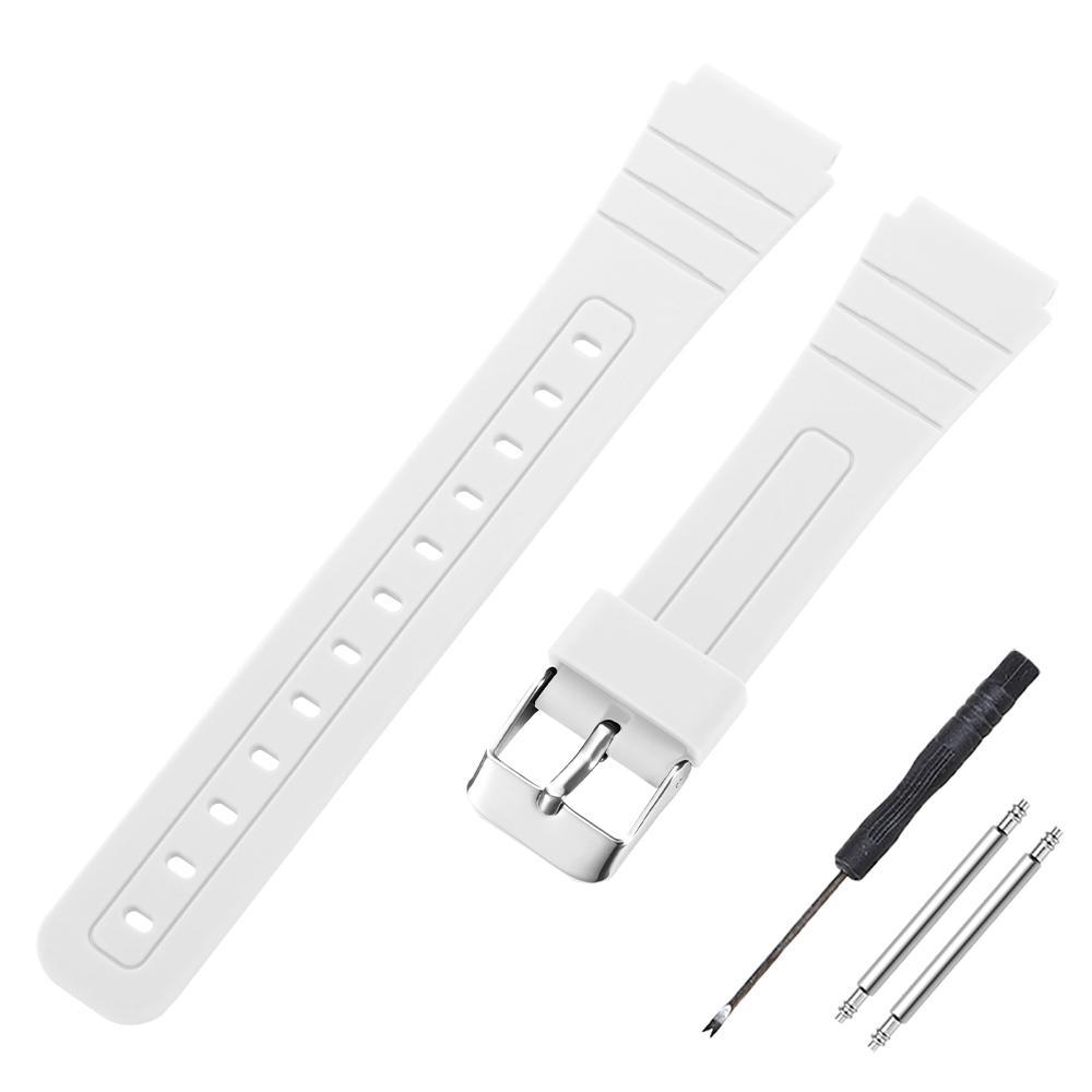 18mm Silikonový řemínek na hodinky pro Casio F91W W-800H SGW400 F91W F84 F105/108 A158/168 AE1200/1300 Náramek na hodinky Měkké pánské náramky na zápěstí