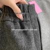 Women's High-Waist Korean Grey Wool Blend A-Line Mini Skirt - Autumn/Winter, Anti-Exposure, Hip-Hugging, Slimming Design