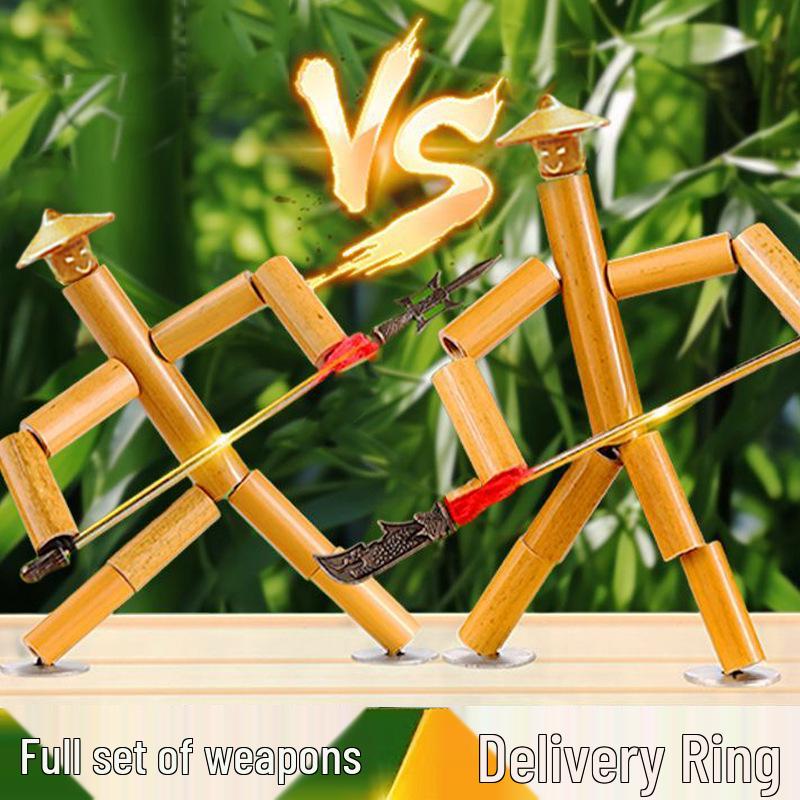 Bamboo Joint Figurine DIY Kit: Two-Player Educational Battle Game with PK Table