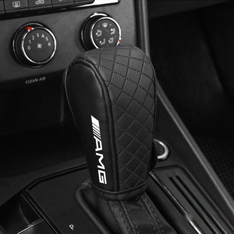 1Pcs PU Leather Non-slip Wear-resistant Car Shift Handle Cover For Mercedes Benz AMG W212 W205 W246 W177 W176 W213 GLC GLE GLS ML Welcome Laser Lamp