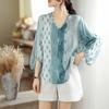 DIMANAF 2026 Women Plus Size New Summer Blouse Shirt Thin Casual Loose Fashion Lady Tops Print Beach Tees Shirts