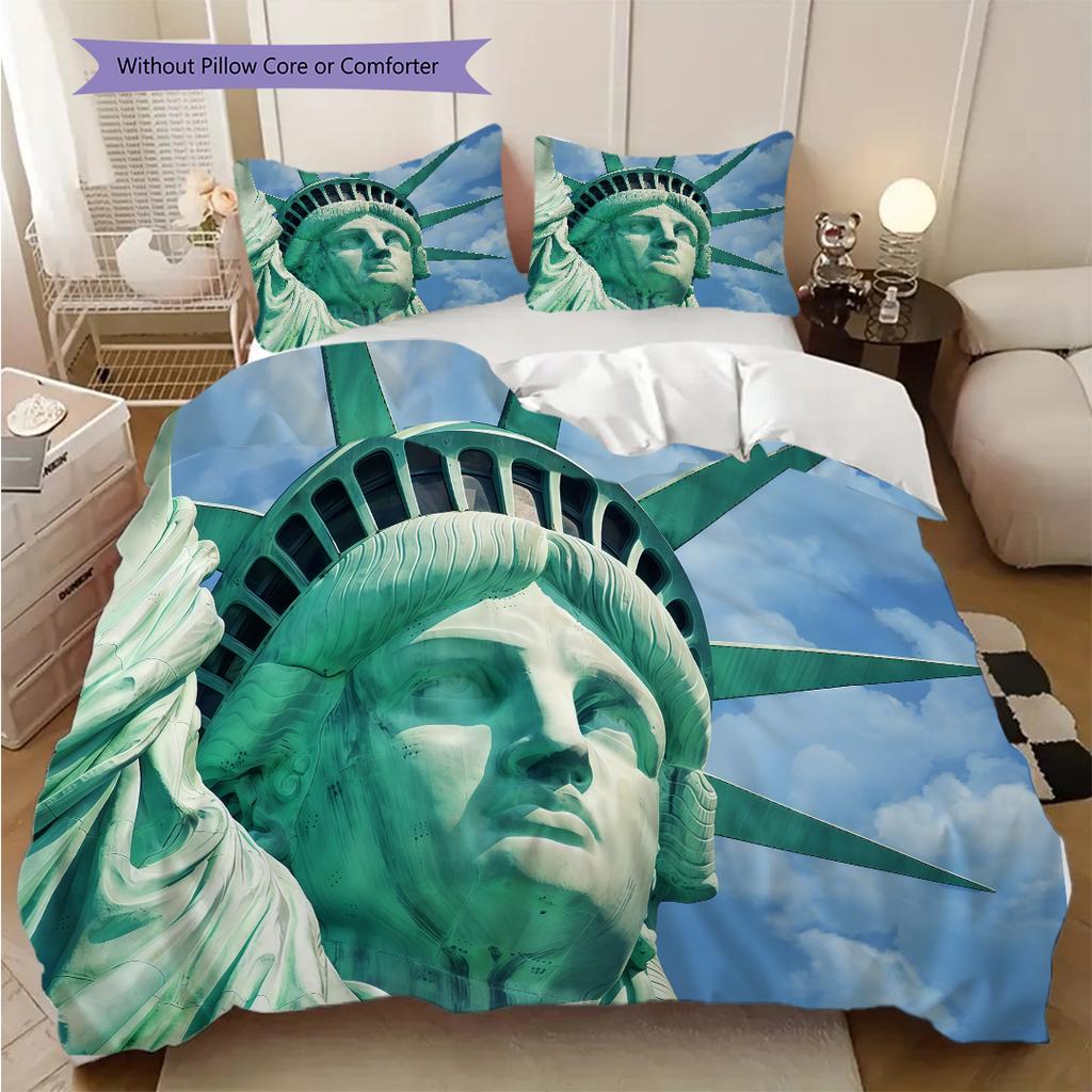 Statue of Liberty, USA Bedding, Duvet Cover, Pillowcase, Home Decoration, Birthday Gift (1 * Duvet Cover+2 * Pillowcase, Coreless)