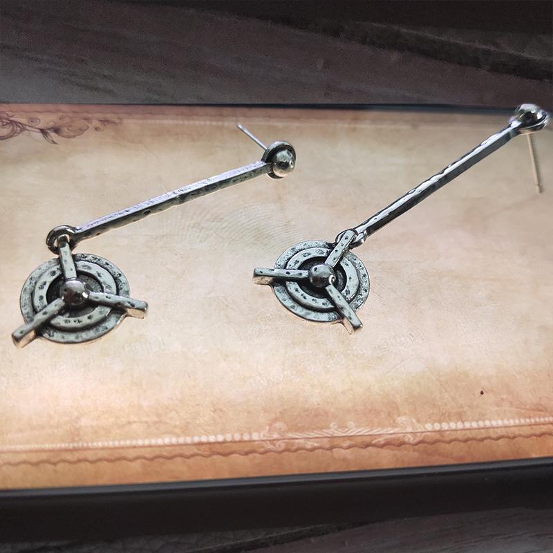 

Длинные серьги-подвески древнего серебряного цвета для женщин Панк-украшения Ретро Овальный циркон Металлические Цветочные Бохо серьги Подарок