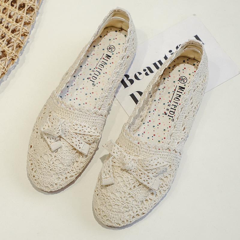 

Модные весенне-летние дышащие сетчатые туфли на плоской подошве с ажурной перфорацией для женской ленивой повседневной удобной одинарной обуви 35 абрикосовый