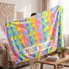 Care Bears Personalized Flannel Blanket, Custom Printed Text Name, Warm Soft Blanket For Couch Bed
