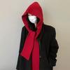 Scarf Integrated Warm Autumn And Winter Hooded Shawl Hat Dual-Purpose Knitted Scarf Wool Hat