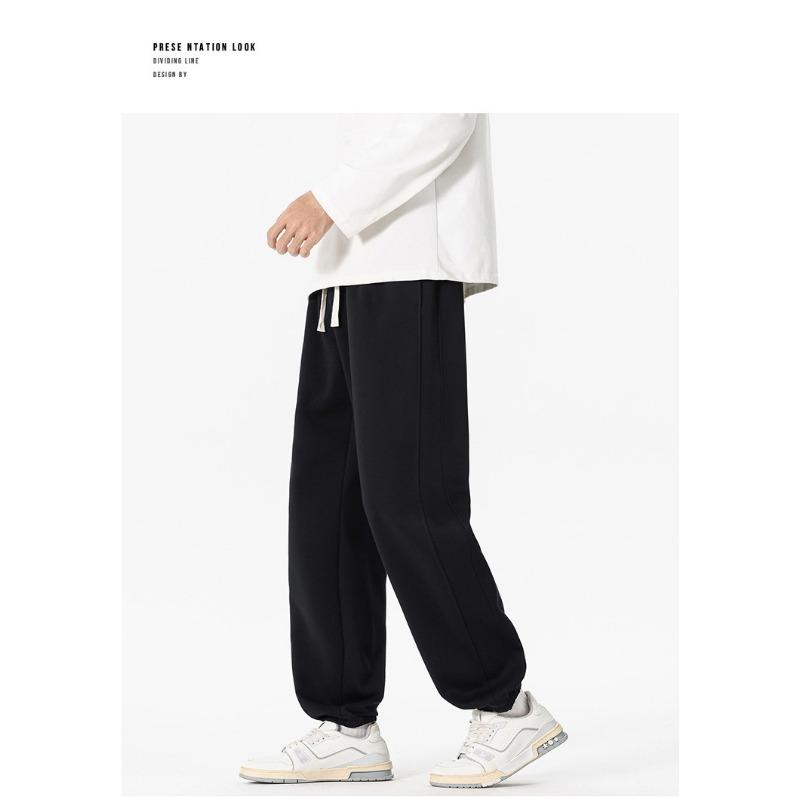 Men's Gray Heather Drawstring Joggers - Oversized Casual Streetwear Sweatpants with Elastic Cuffs