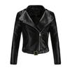 Punk Style Jackets for Women Faux Leather Lapel Tie Belt Motorcycle Short Coat Long Sleeves Zipper Outwear Bomber Tops